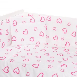 Set aparatori laterale pentru patut 120 x 60 cm Inimioare roz