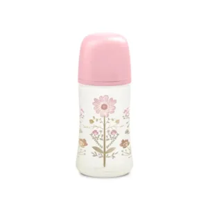 Set biberon 270 ml cu suzeta 0-6m si lantisor roz-gold premium