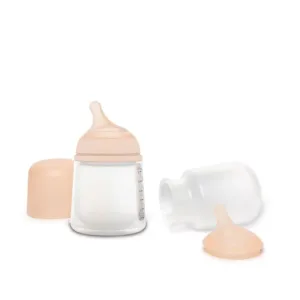 Set biberon anticolici si tetina cu debit variabil plus saculet silicon Suavinex Zero Zero 180 ml