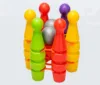 Set bowling pentru copii Huby Toys cu popice multicolore si bile in suport din plastic