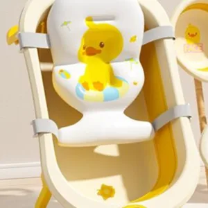 Set cadita pliabila pentru copii Little Mom Yellow