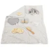 Set cadou 6in1 pentru nou nascut Cangaroo Bearly Gri cu paturica dubla 100x80cm