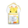 Set cadou bebelusi cu 4 mini prosopele si prosop cu gluga din bumbac girafa