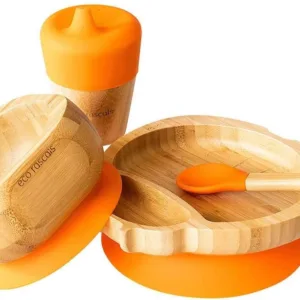 Set cadou din bambus Buburuza portocaliu Ecorascals