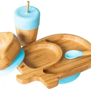 Set cadou din bambus Elefantel albastru Ecorascals