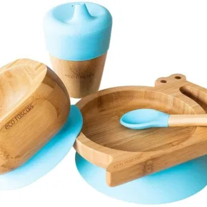 Set cadou din bambus Melc albastru Ecorascals