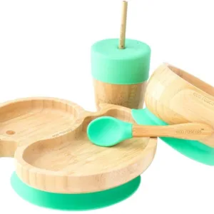 Set cadou din bambus Ratusca verde Ecorascals