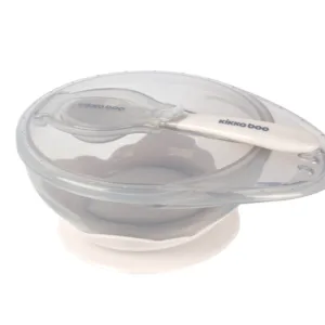 Set castron cu ventuza si lingurita KikkaBoo Beige