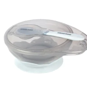 Set castron cu ventuza si lingurita KikkaBoo Blue