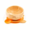Set castron si farfurie cu lingurita pentru diversificare Oaki din bambus Elefant Portocaliu
