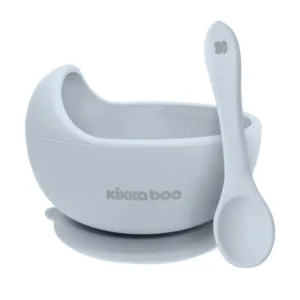 Set castron si lingurita din silicon KikkaBoo Yummy Blue