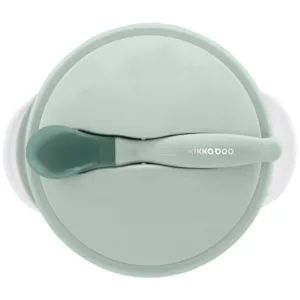 Set castronel cu ventuza si lingurita cu senzor de temperatura KikkaBoo Mint