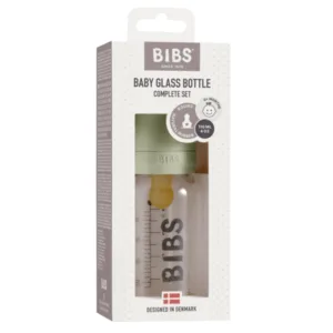 Set complet biberon din sticla anticolici Bibs 110 ml Sage
