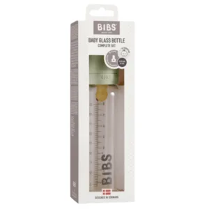 Set complet biberon din sticla anticolici Bibs 225 ml Sage