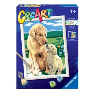 Set creativ Pictura pe numere Ravensburger CreArt Catel cu Pui