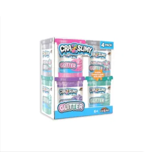 Set creativ cu 4 recipiente Slime cu sclipici CrazArt Cra-Z-Slimy Glitter 340g