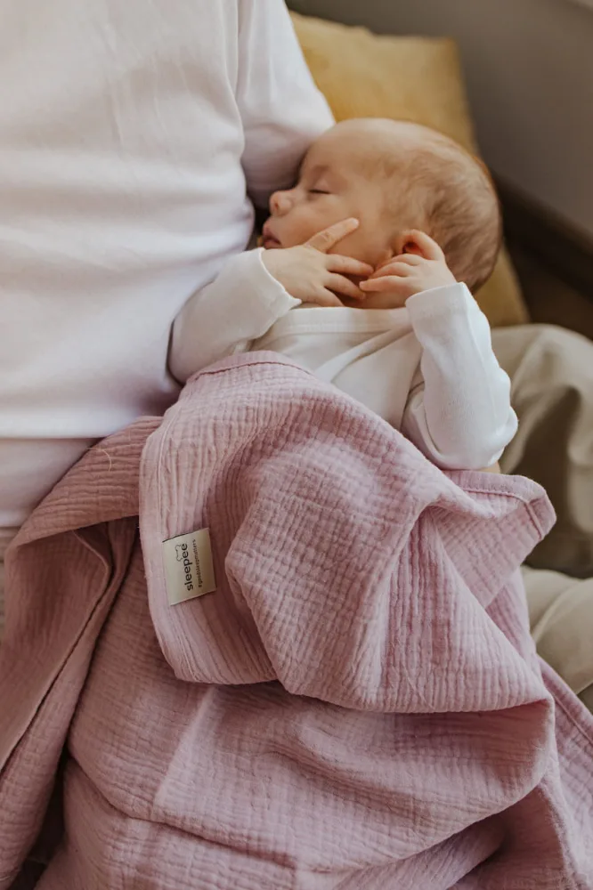 Set de 2 museline bumbac organic grirose 75x75 cm Sleepee