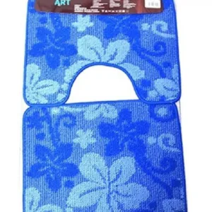 Set de 3 covorase de baie mari Nova Home albastru flori 50x80 cm
