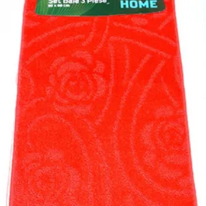 Set de 3 covorase de baie mari Nova Home rosu 50x80 cm