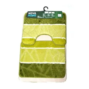 Set de 3 covorase de baie mari Nova Home verde dungi 50x80 cm