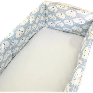 Set de aparatori pufoase h35 pat 120x60 cm DeLuxe Norisori pe albastru