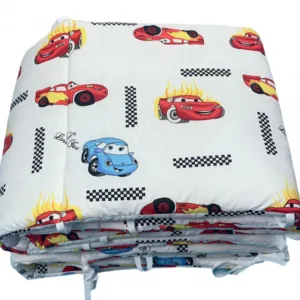 Set de aparatori pufoase h35 pat 140x70 cm DeLuxe Cars pe alb