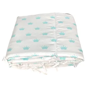 Set de aparatori pufoase h35 pat 140x70 cm DeLuxe Coronite vernil pe alb