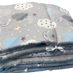 Set de aparatori pufoase h35 pat 140x70 cm DeLuxe Nori cu luna gri