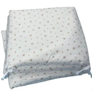Set de aparatori pufoase h35 pat 140x70 cm DeLuxe Stelute bej pe alb