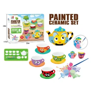 Set de ceai ceramic de pictat Ntoys Insecte Vesele
