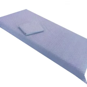 Set de cearsaf + paturica dubla de  vara  buline albe pe albastru