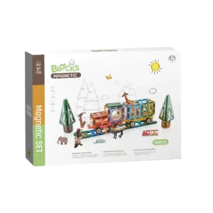 Set de constructie cu magneti si animale 58 piese