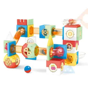 Set de constructie magnetic cu tuburi si bile 79 piese