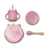 Set de hranire din silicon natural 4 piese 6 luni+ Pink