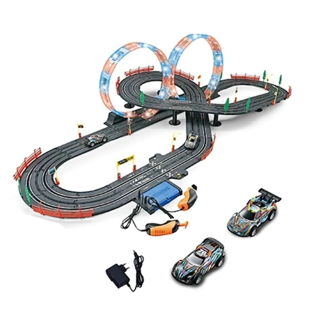 Set de joaca Circuit cu telecomanda si 2 masini Top Turbo Road King Battle 740 cm