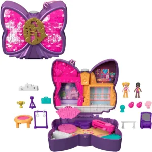Set de joaca cu 2 papusi si 12 accesorii Polly Pocket