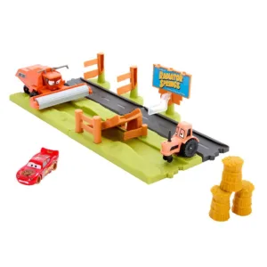 Set de joaca cu 3 masinute Cars Haulers Frank Escape and Stunt Race