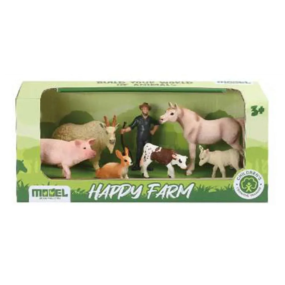 Set de joaca cu animale de ferma si fermier Happy Farm