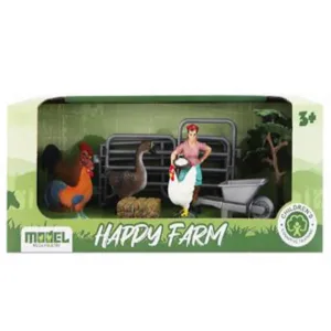Set de joaca cu animale de ferma si gard Happy Farm