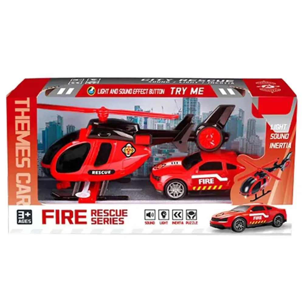 Set de joaca masina pompieri si elicopter Ocie