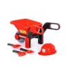 Set de joaca pentru copii Polesie Roaba Rosie cu 3 unelte si casca constructor