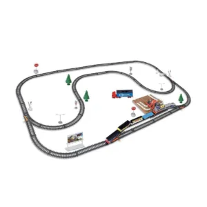 Set de joaca tren cu vagoane si 4 masinute 68 piese Power Train World