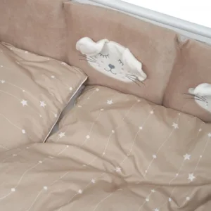 Set de lenjerie pentru patut din bumbac cu 7 piese Twins Rabbit