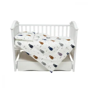 Set de lenjerie pentru patut din satin cu 3 piese Twins 120x60 cm