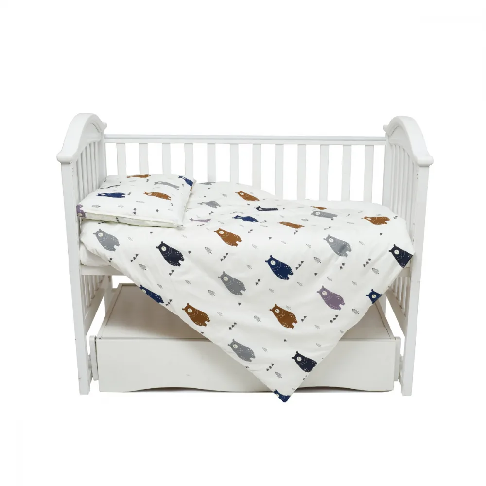 Set de lenjerie pentru patut din satin cu 3 piese Twins 120x60 cm