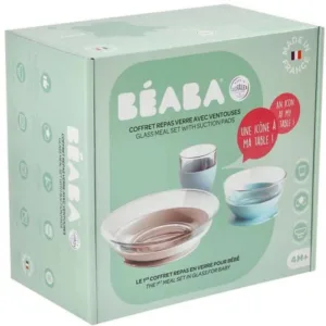 Set de masa 3 piese din sticla duralex cu suport antiaderent Beaba - Jungle