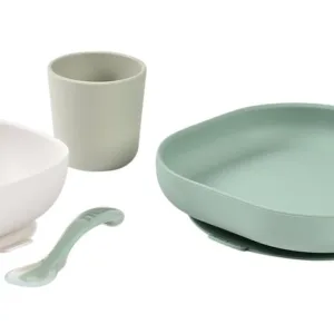 Set de masa din silicon Beaba 4 piese Sage Green