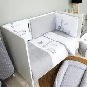 Set de pat pentru bebelusi Safari 6 piese bumbac