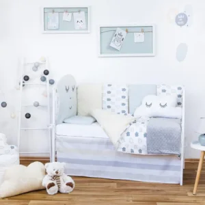 Set de pat pentru bebelusi Smile 10 piese + perna norisor cadou