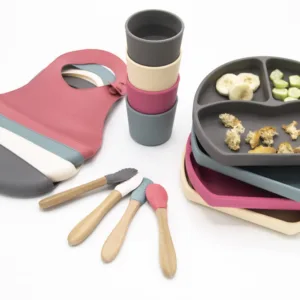 Set diversificare 4 piese din silicon BabyJem Ecru